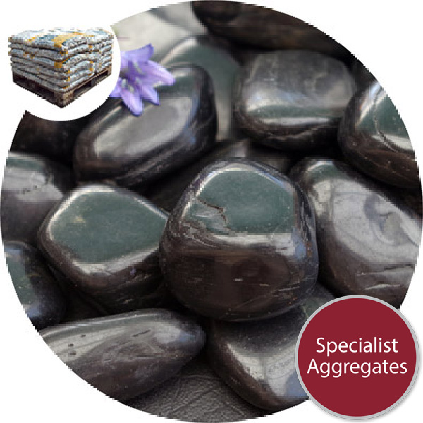 Chinese Pebbles - Polished Black Granite - Medium